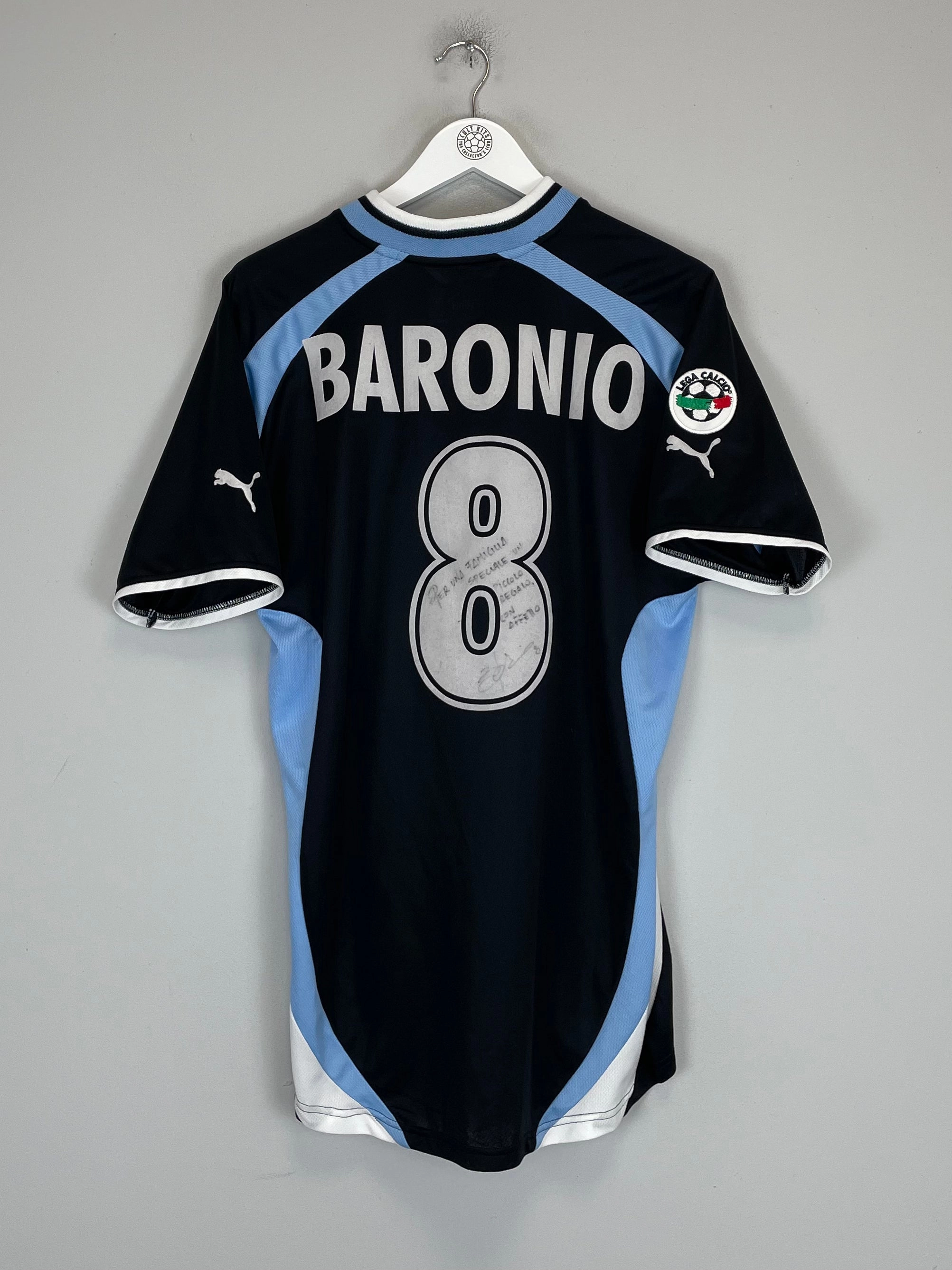2000/01 LAZIO BARONIO #8 *MATCH ISSUE* SIGNED AWAY SHIRT (L) PUMA Brushed Inner Lining Form Fit