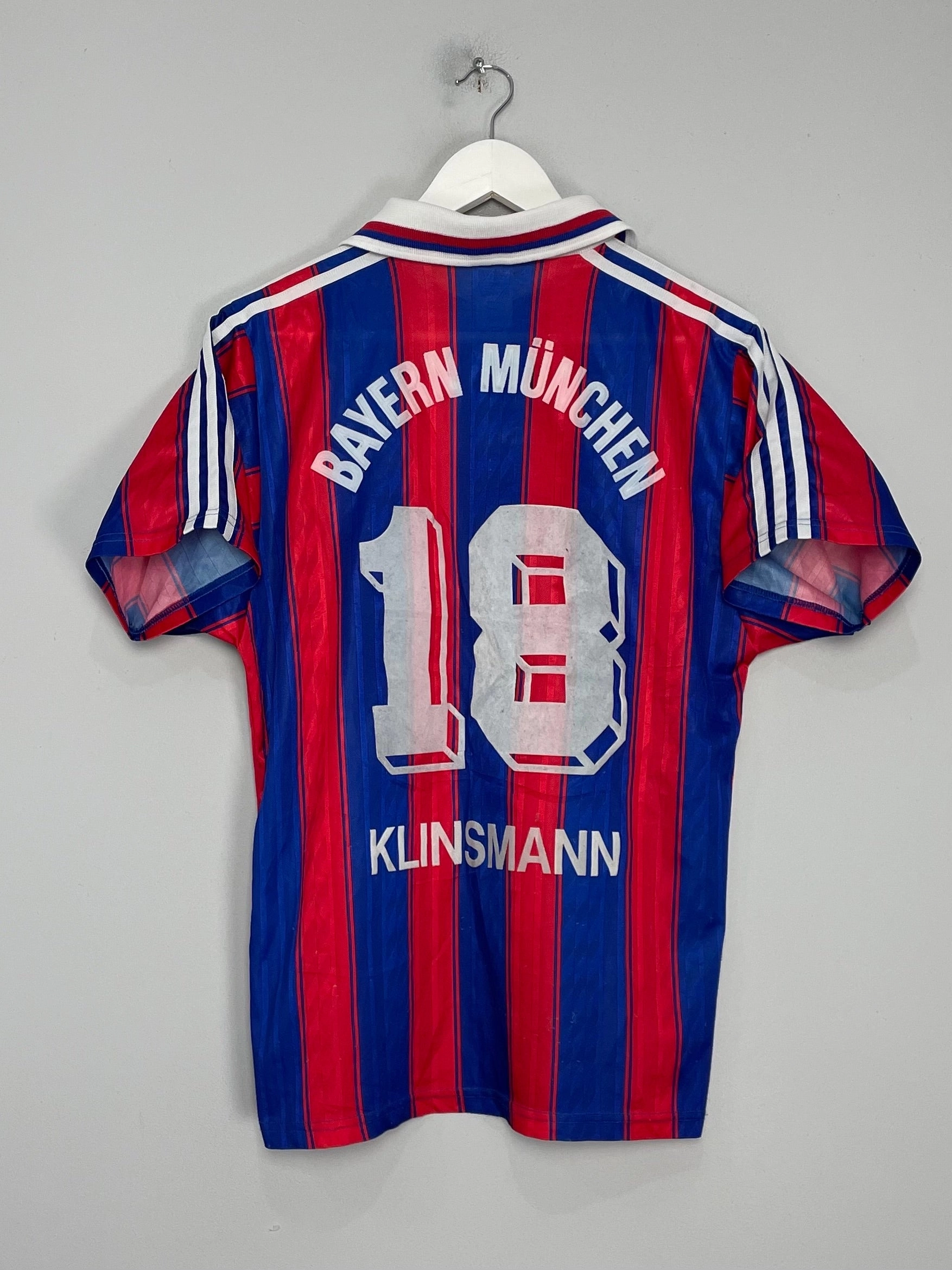 Antibacterial Fiber Blend 1995/97 BAYERN MUNICH KLINSMANN #18 HOME SHIRT (S) ADIDAS
