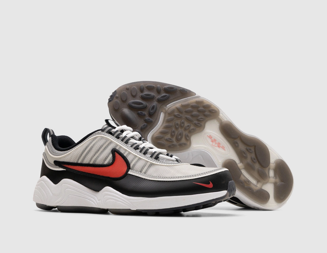 synthetic leather Nike Air Zoom Spiridon Metallic Silver / Sport Red - Black