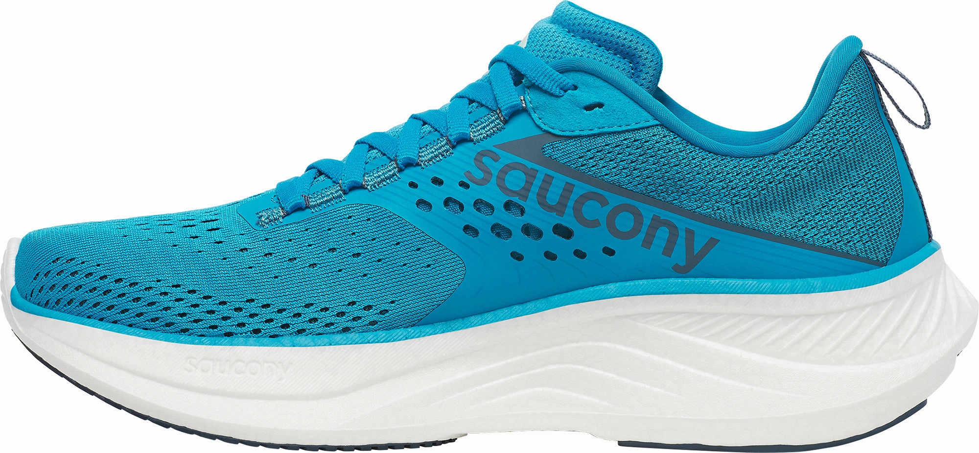 Saucony Ride 17 Womens Running Shoes - Blue Reinforced Achilles Notch Reinforced Eyelets Design