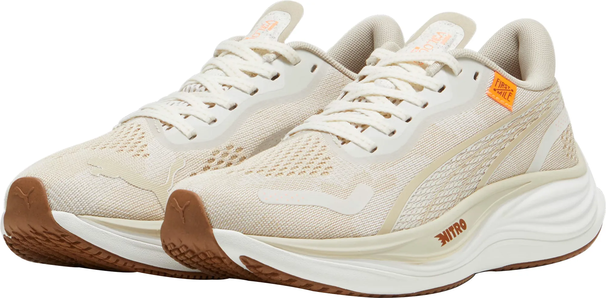Padded Tongue Design Shock-absorbent look Puma Velocity Nitro 3 Womens Running Shoes - Cream