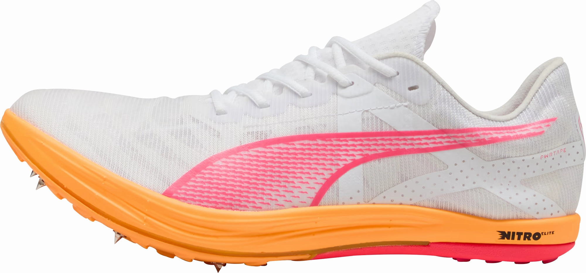 Puma Crossfox Nitro Elite Cross Country Running Spikes - White Jump Control Stretch Collar