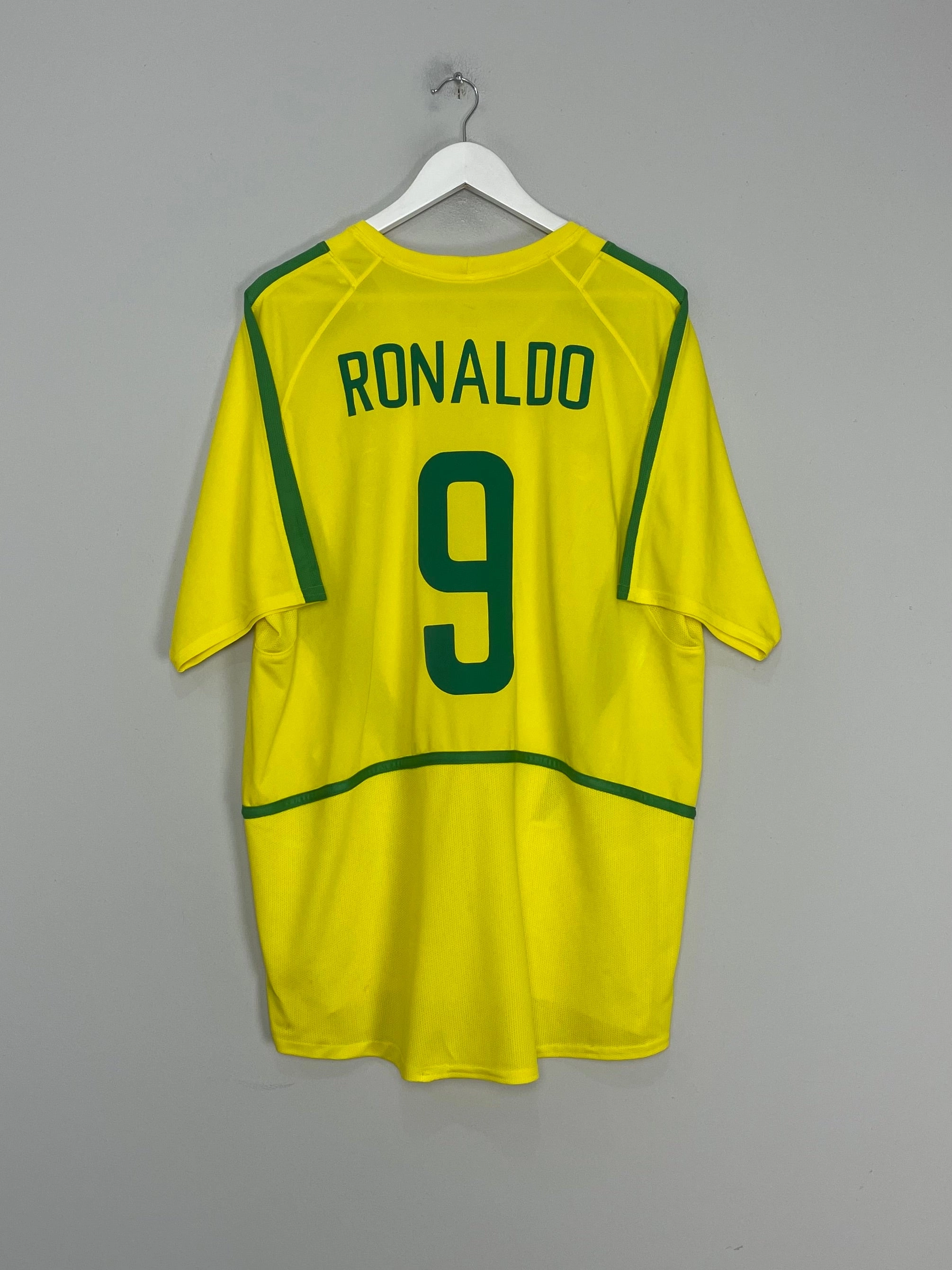 2002/04 BRAZIL RONALDO #9 HOME SHIRT (XL) NIKE Comfort Collar Design Gym Essentials