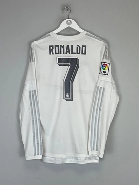 Raglan Sleeve Integration Durable Stitching 2015/16 REAL MADRID RONALDO #7 L/S HOME SHIRT (M) ADIDAS
