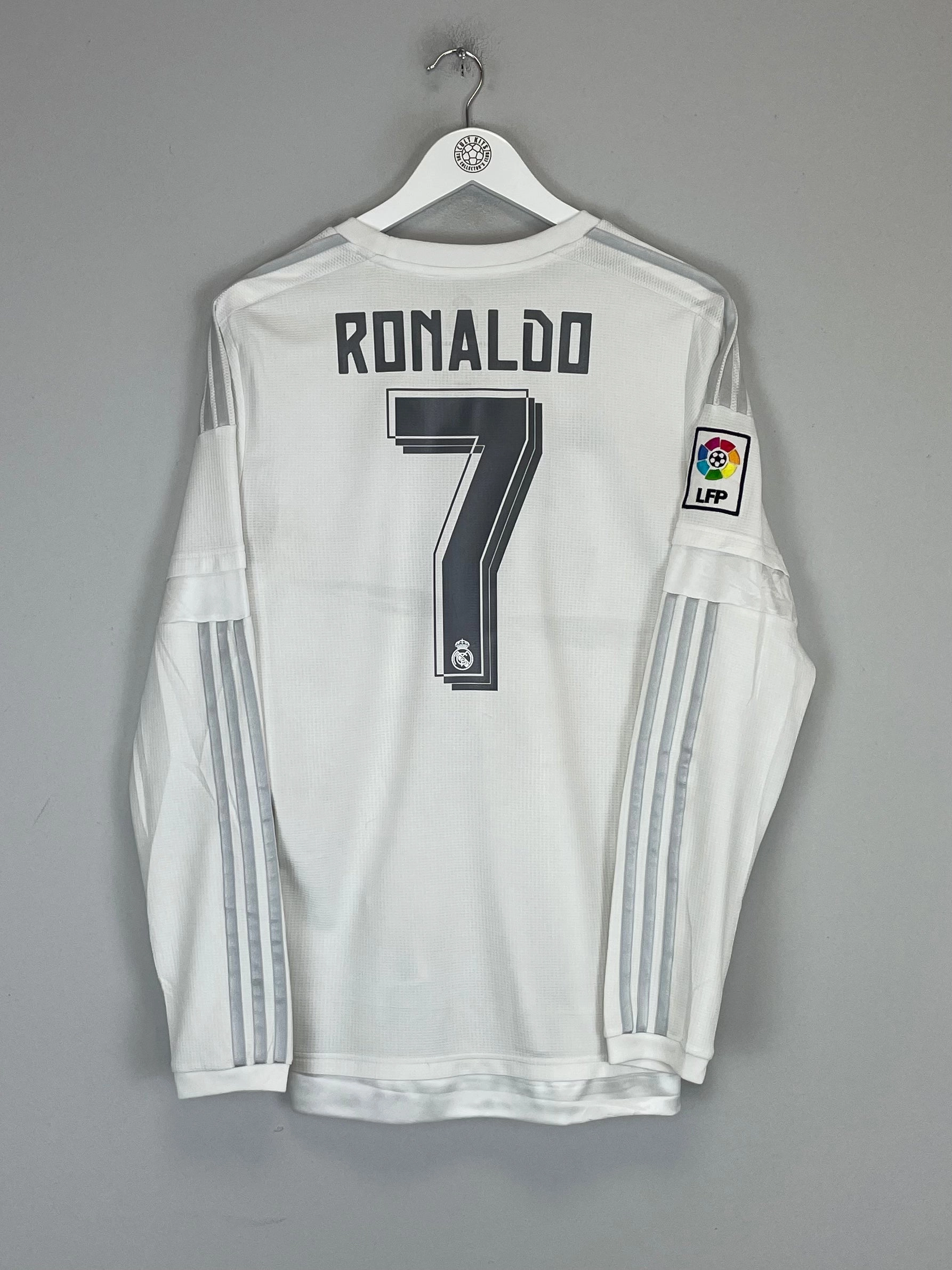 Raglan Sleeve Integration Durable Stitching 2015/16 REAL MADRID RONALDO #7 L/S HOME SHIRT (M) ADIDAS