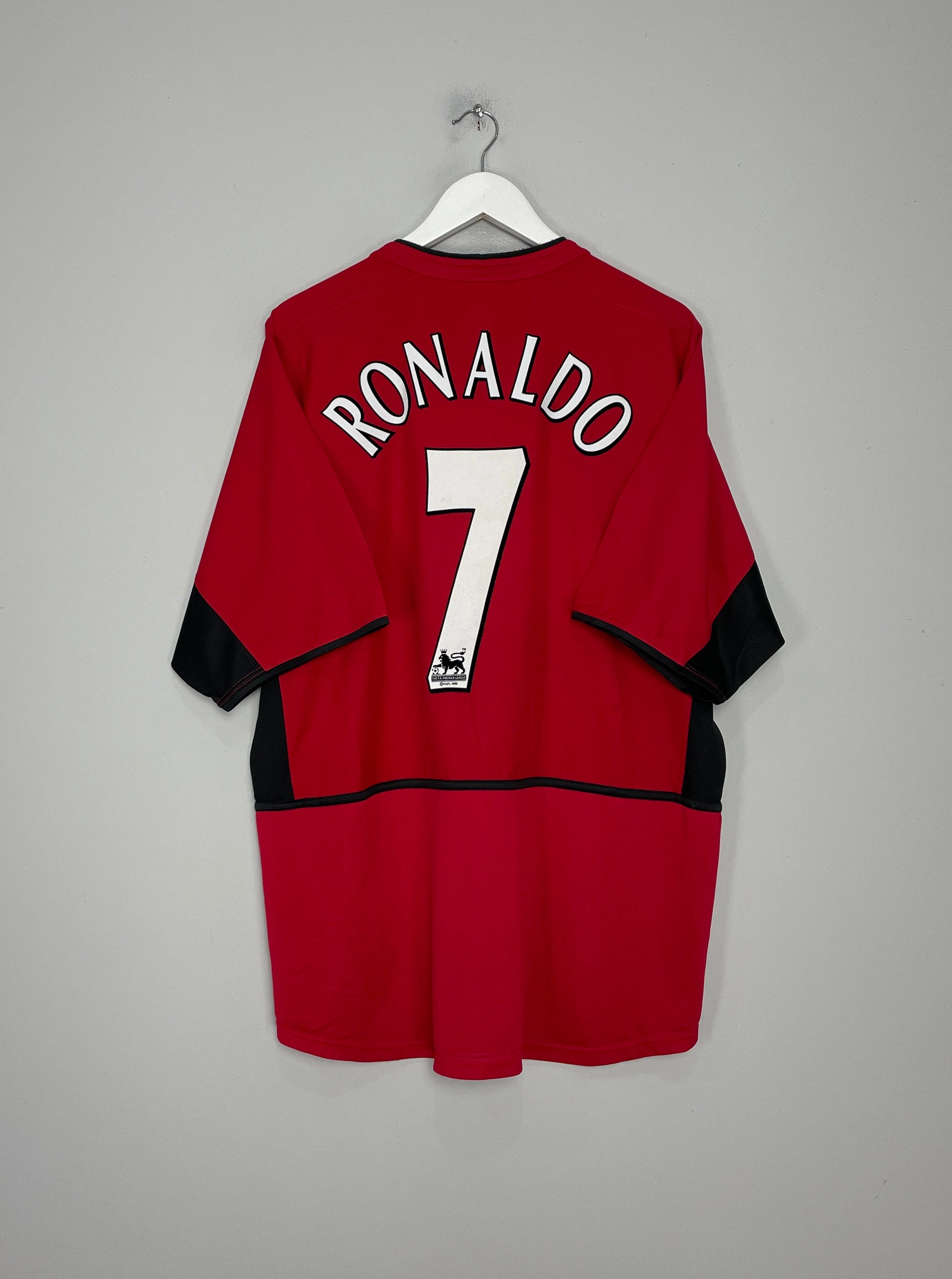 2002/04 MANCHESTER UNITED RONALDO #7 HOME SHIRT (XL) NIKE Double Layered Edging Action Wear