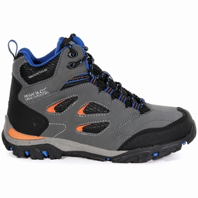 Rock Grip Durable Comfort Regatta Holcombe Mid Waterproof Junior Walking Boots - Grey