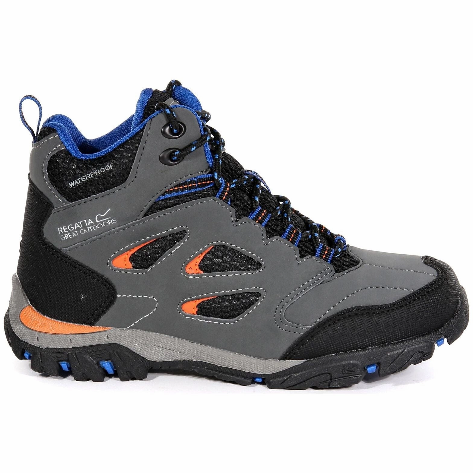 Rock Grip Durable Comfort Regatta Holcombe Mid Waterproof Junior Walking Boots - Grey