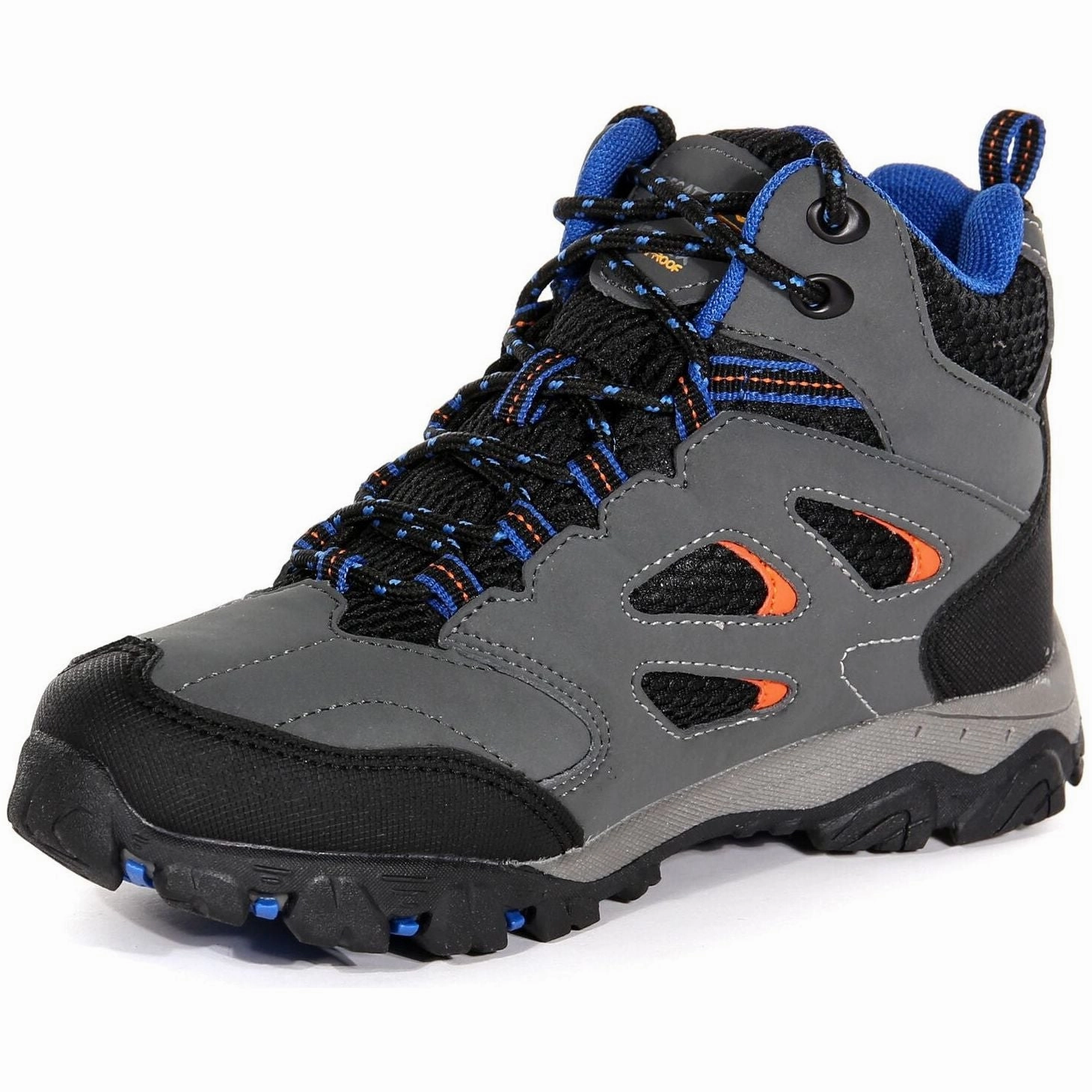 Rugged Grip Mountain Trek Support Regatta Holcombe Mid Waterproof Junior Walking Boots - Grey