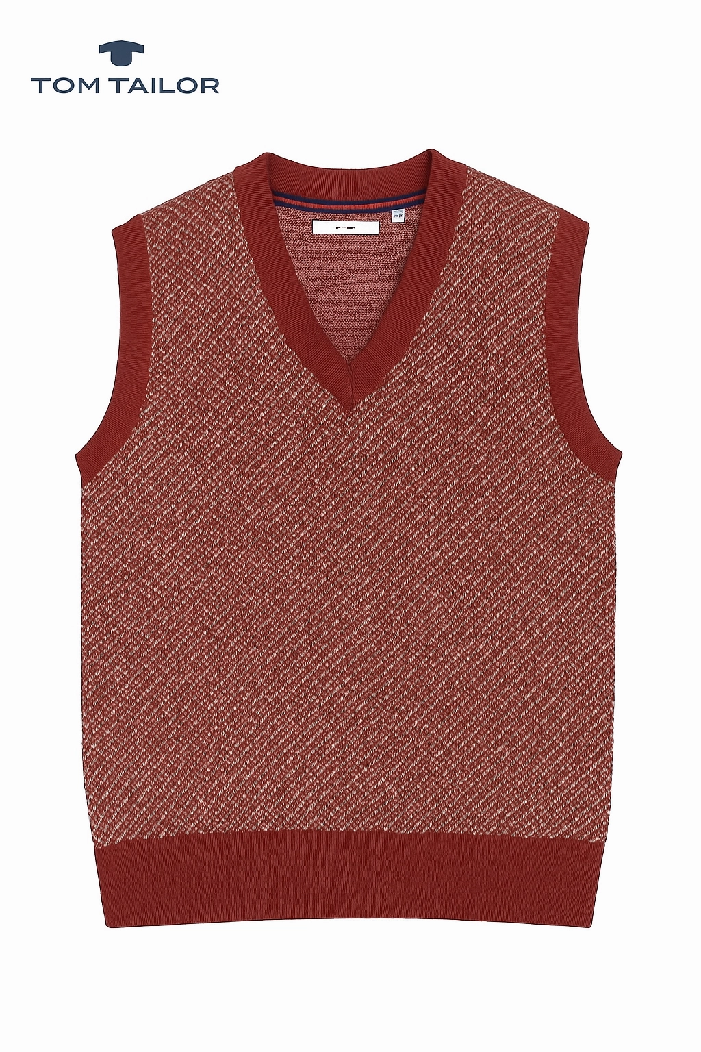 Classic and Comfy Tom Tailor Men Maroon Armless Sweater