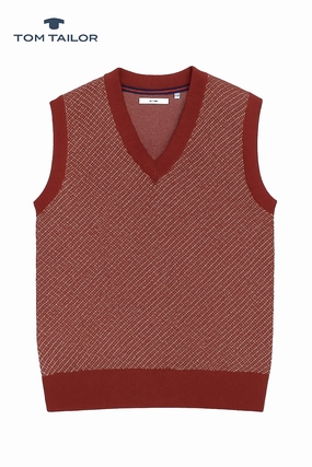 Plus size confidence Tom Tailor Men Maroon Armless Sweater