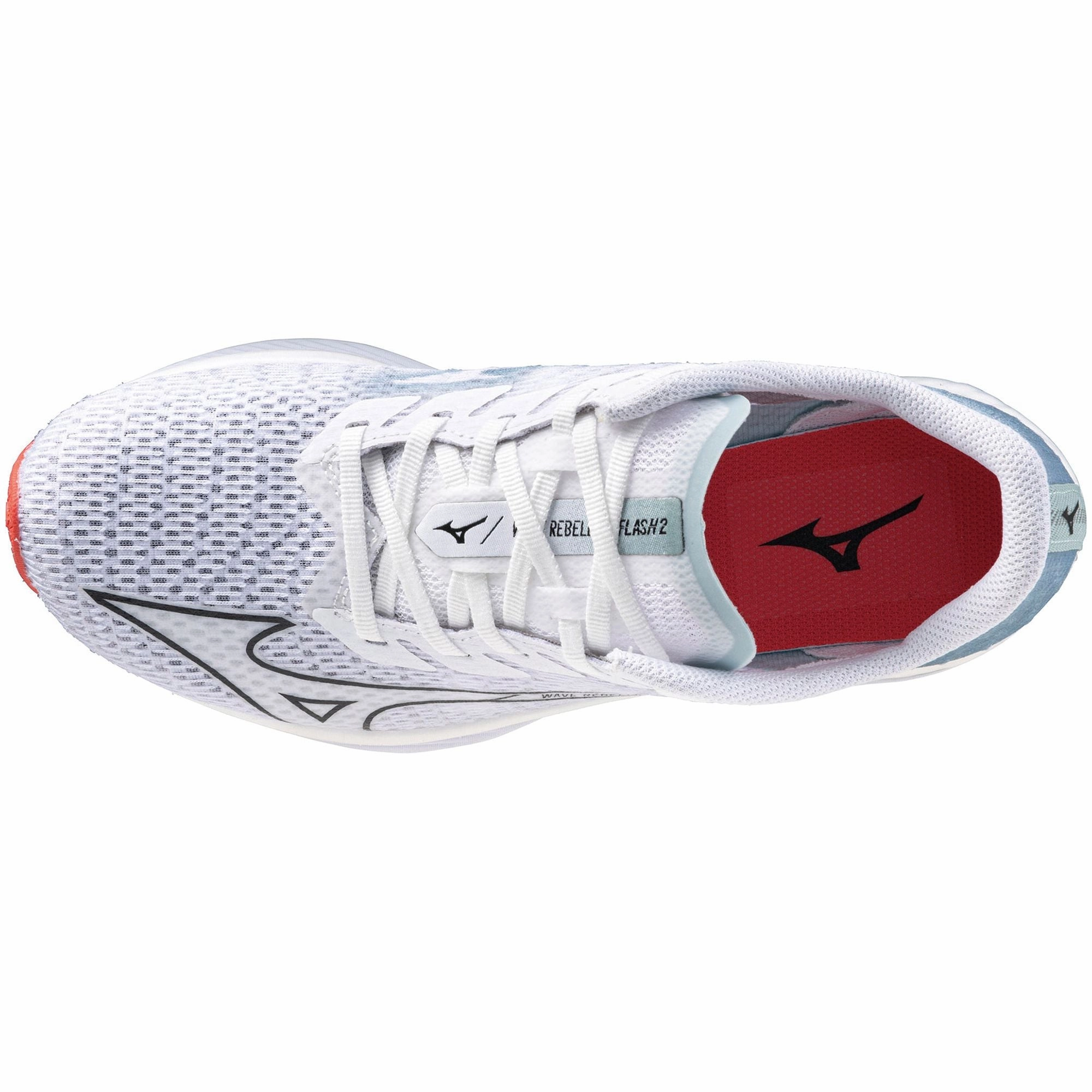 Responsive foam Elastic Gusset Tongue Mizuno Wave Rebellion Flash 2 Womens Running Shoes - White