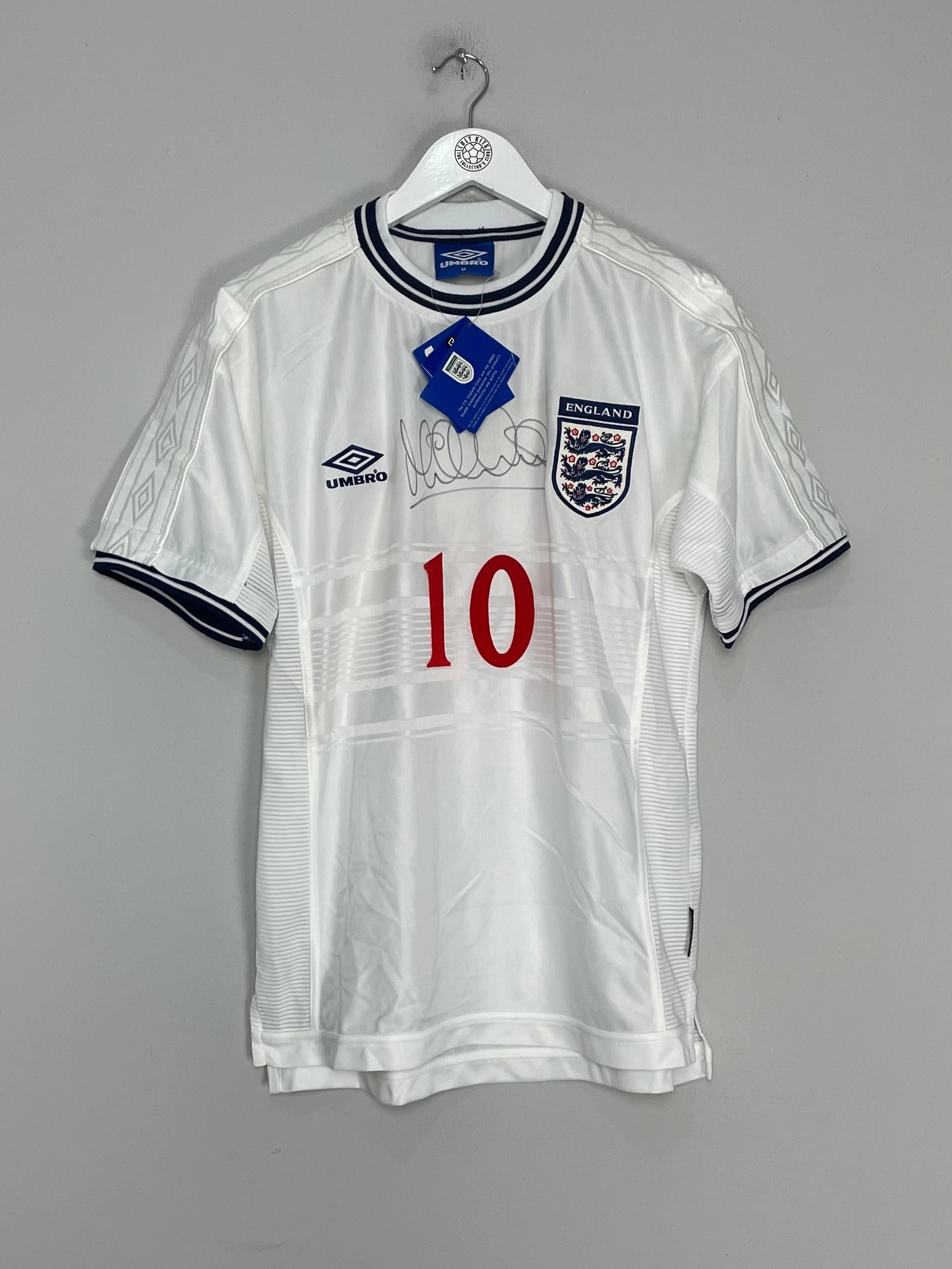 Molded Collar Architecture Athletic Silicone Trim 1999/00 ENGLAND OWEN #10 *SIGNED* BNWT HOME SHIRT (M) UMBRO