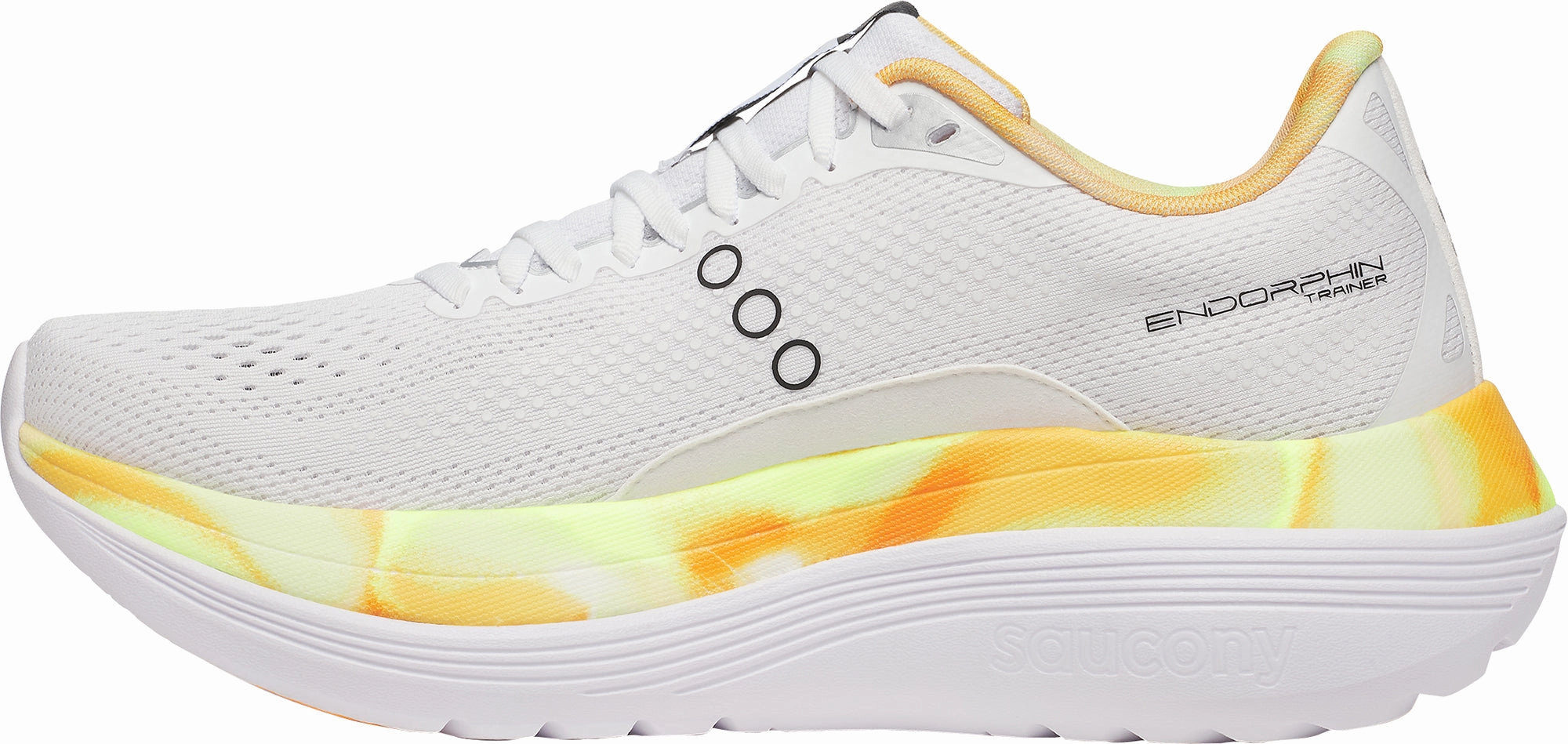 Responsive Rebound Saucony Endorphin Trainer Mens Running Shoes - White