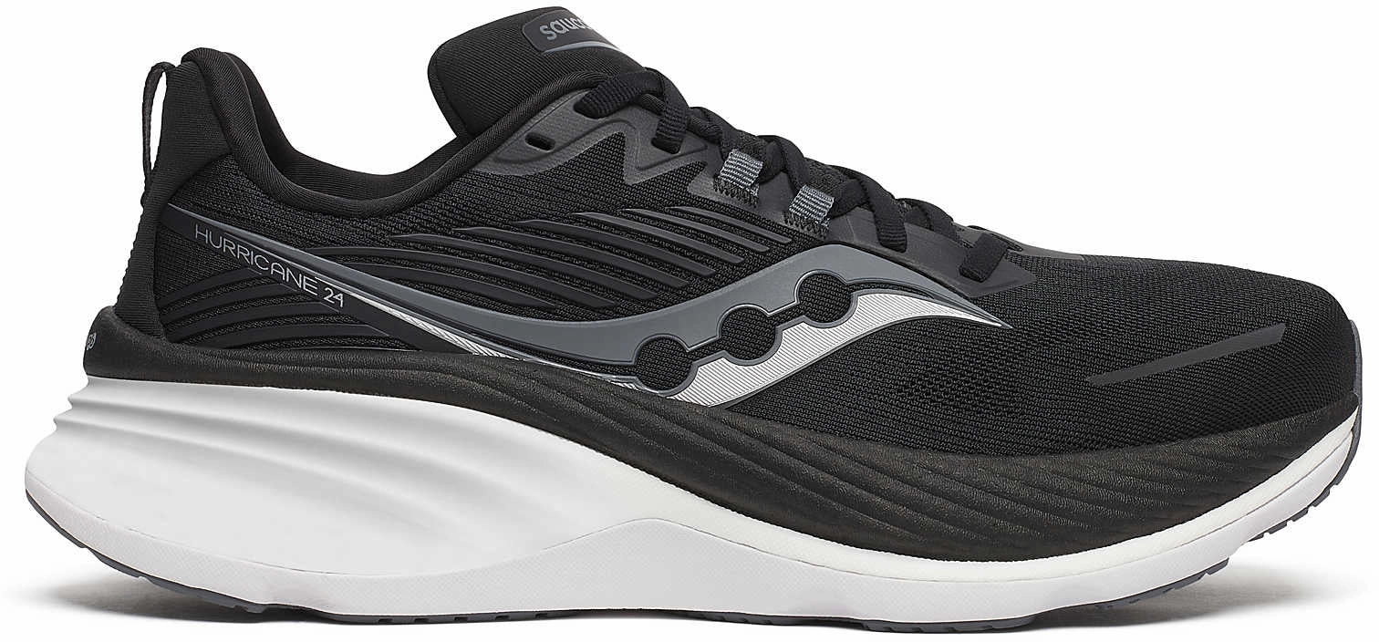 Tpu Stability Frame Aerobic Grip Saucony Hurricane 24 Mens Running Shoes - Black