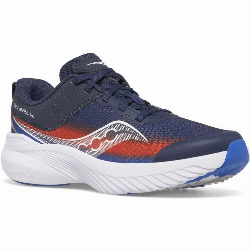 Durable Frame Saucony Kinvara 14 LTT Junior Running Shoes - Navy