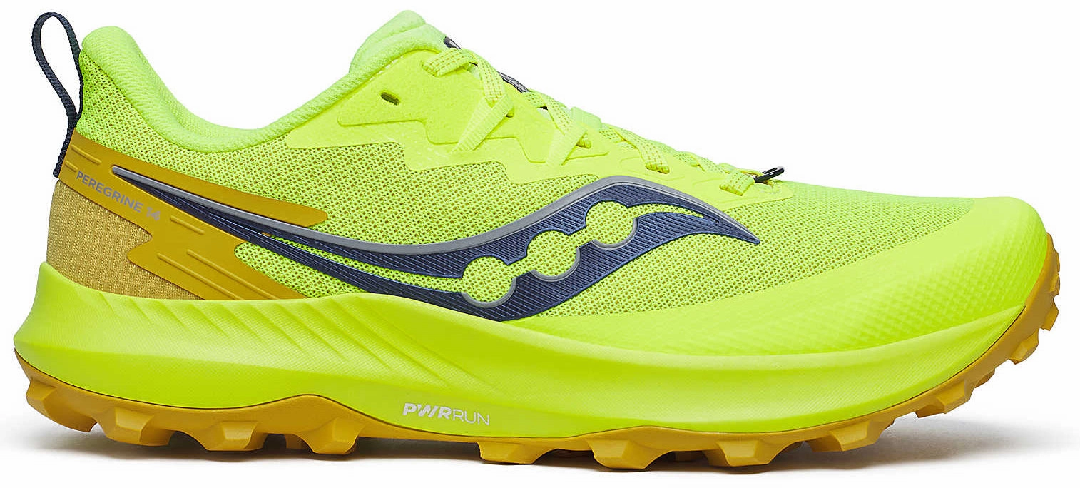Saucony Peregrine 14 Mens Trail Running Shoes - Yellow slim fit