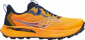 Saucony Peregrine 15 Mens Trail Running Shoes - Orange Vegan Leather Alternatives Heel Stabilizer Design