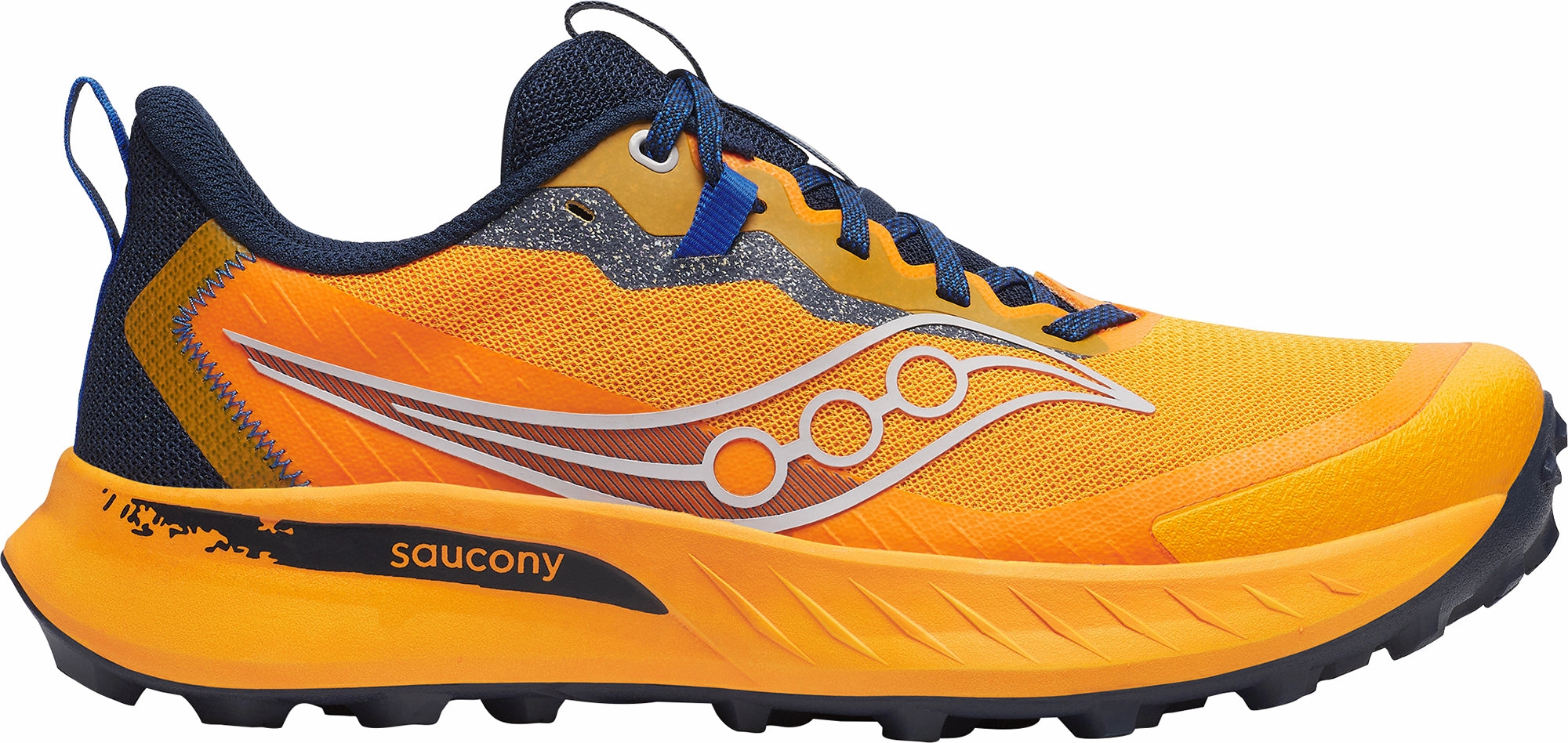 Saucony Peregrine 15 Mens Trail Running Shoes - Orange Vegan Leather Alternatives Heel Stabilizer Design