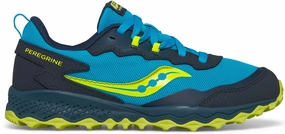 Secure Grip Saucony Peregrine KDZ Junior Trail Running Shoes - Blue