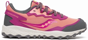 Recycled Rubber Sole Saucony Peregrine KDZ Shield Junior Trail Running Shoes - Pink
