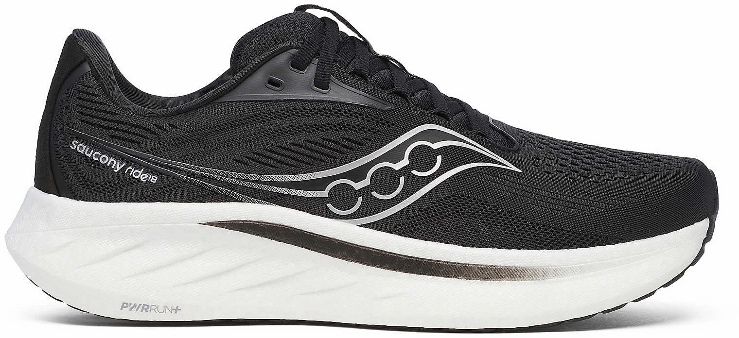 Saucony Ride 18 WIDE FIT Mens Running Shoes - Black Luxurious lining
