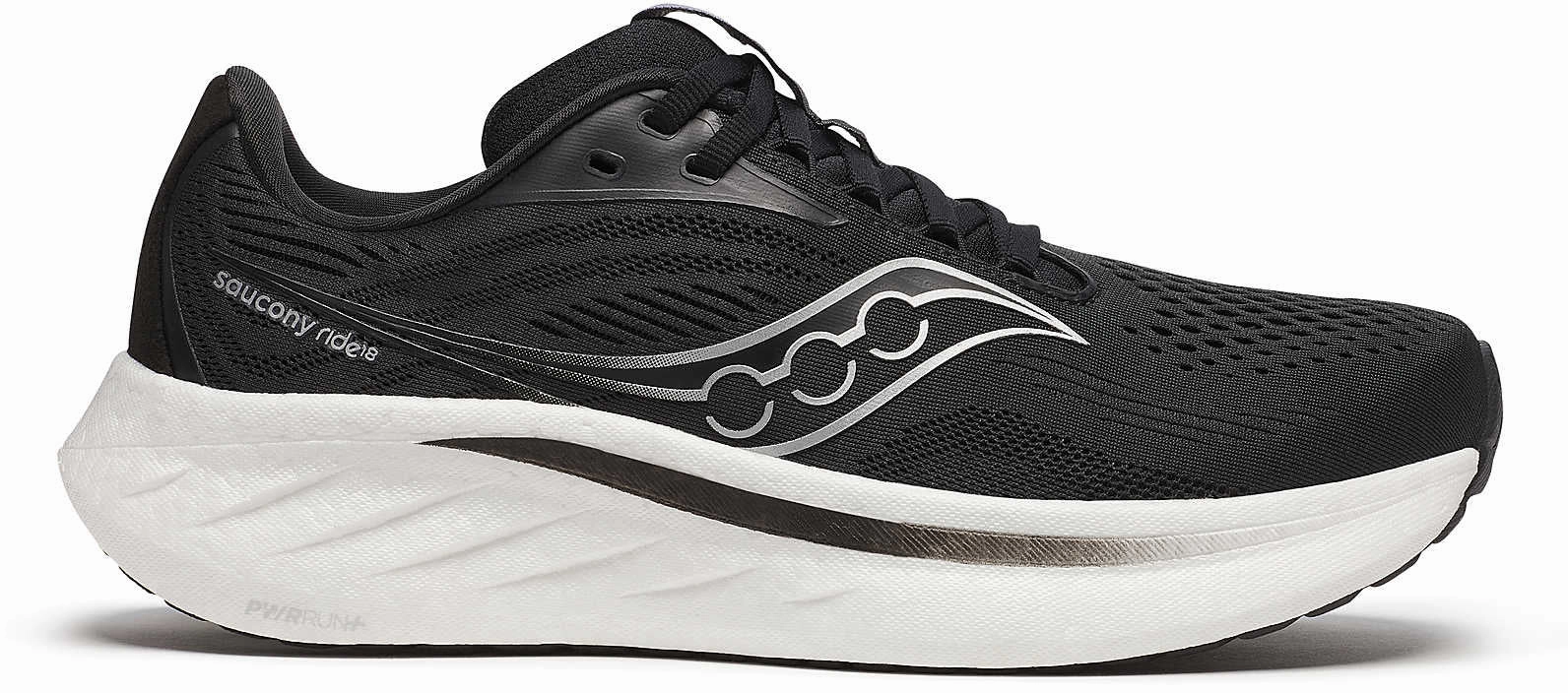Saucony Ride 18 WIDE FIT Womens Running Shoes - Black Shock Dissipating