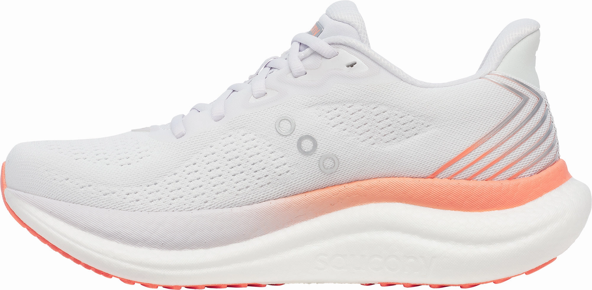 Walk Routine Wide Base Platform Saucony Triumph 23 Womens Running Shoes - White