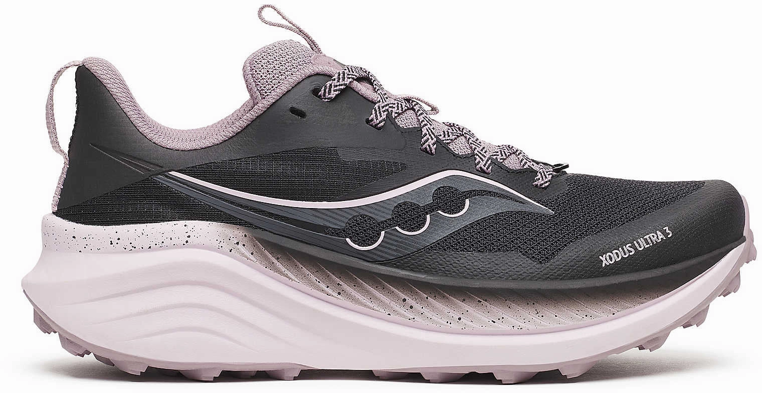 Saucony Xodus Ultra 3 Womens Trail Running Shoes - Black Deep Tread Pattern Seamless Knit Body