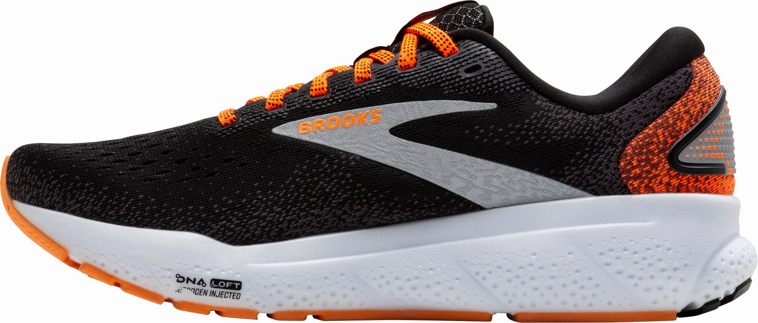 No Seam Interior Abrasion Resistant Outsole Brooks Ghost 16 Mens Running Shoes - Black