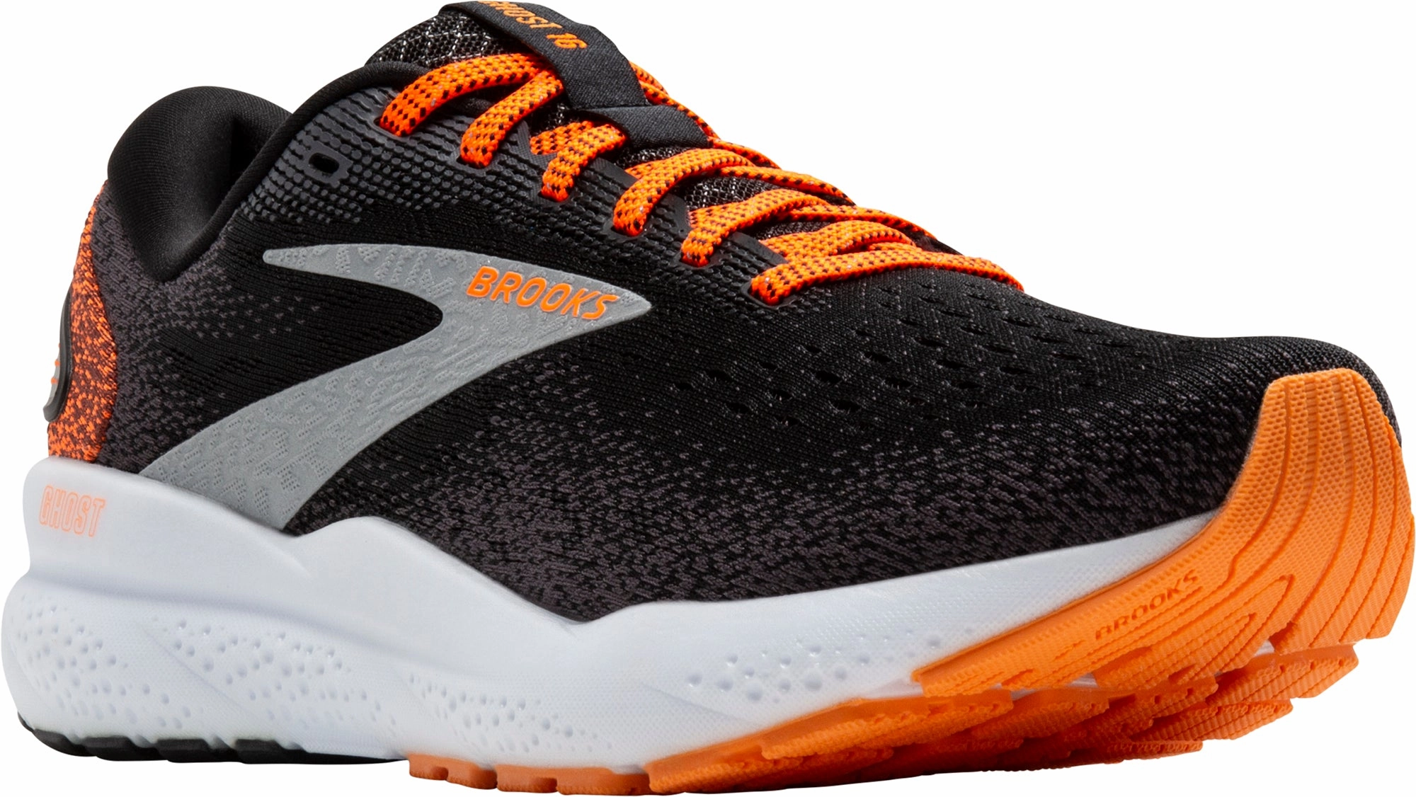 Soft Motion Multi Density Foam Layering Brooks Ghost 16 Mens Running Shoes - Black