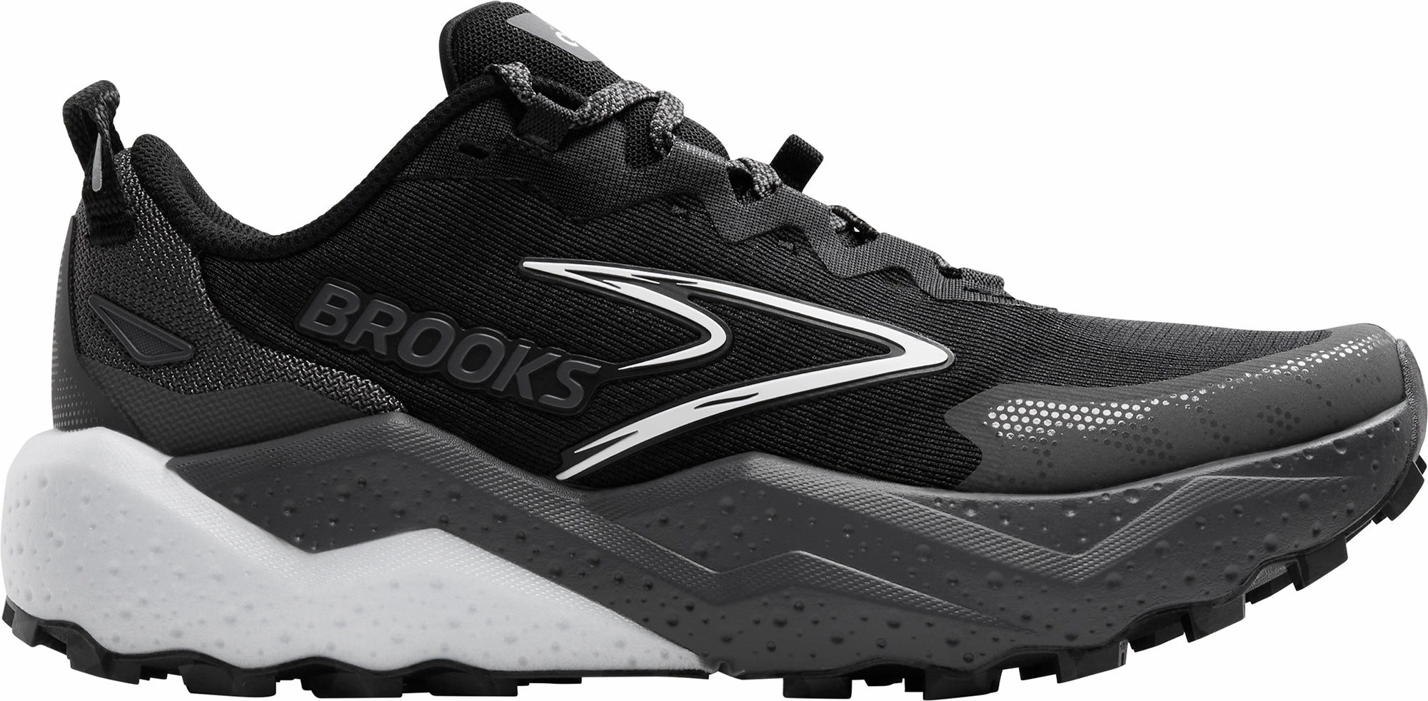 Secure Lace System Stacked Heel Brooks Caldera 8 Womens Trail Running Shoes - Black