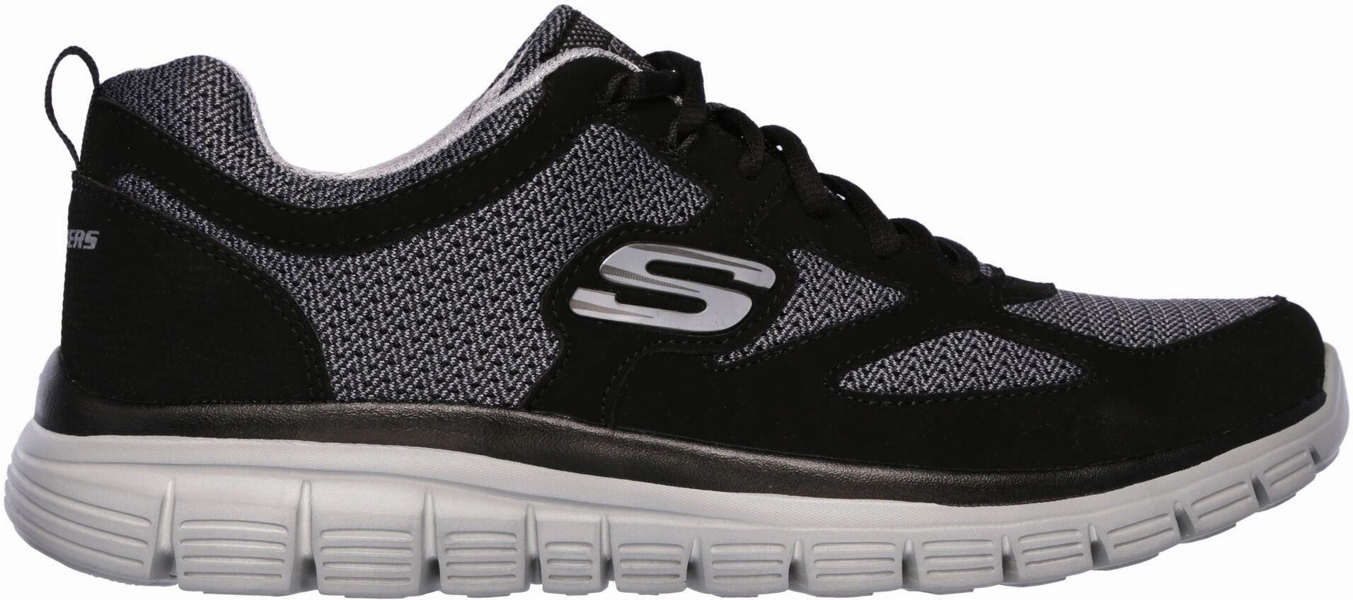 Skechers Burns Agoura Mens Training Shoes - Black Cushioned Sole Quiet Step
