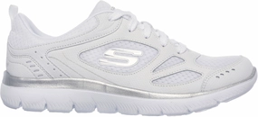Smooth Texture Tear Resistant Fabric Skechers Summits Suited Womens Training Shoes - White