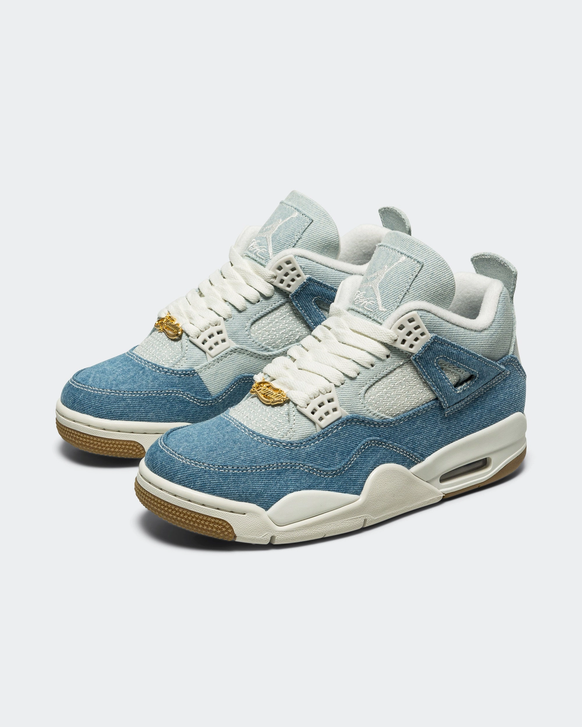 Womens Air Jordan 4 Retro TEX - Sail/Gum Light Brown-Worn Blue Smooth Zone Comfort Insoles
