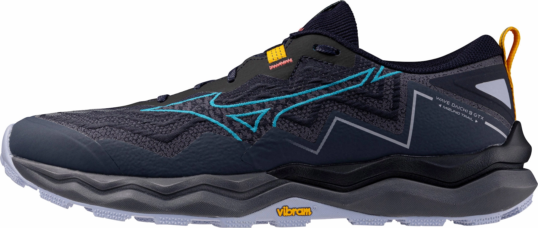 Trend-setting arch Tactile Grip Patterns Mizuno Wave Daichi 9 GORE-TEX Mens Trail Running Shoes - Blue