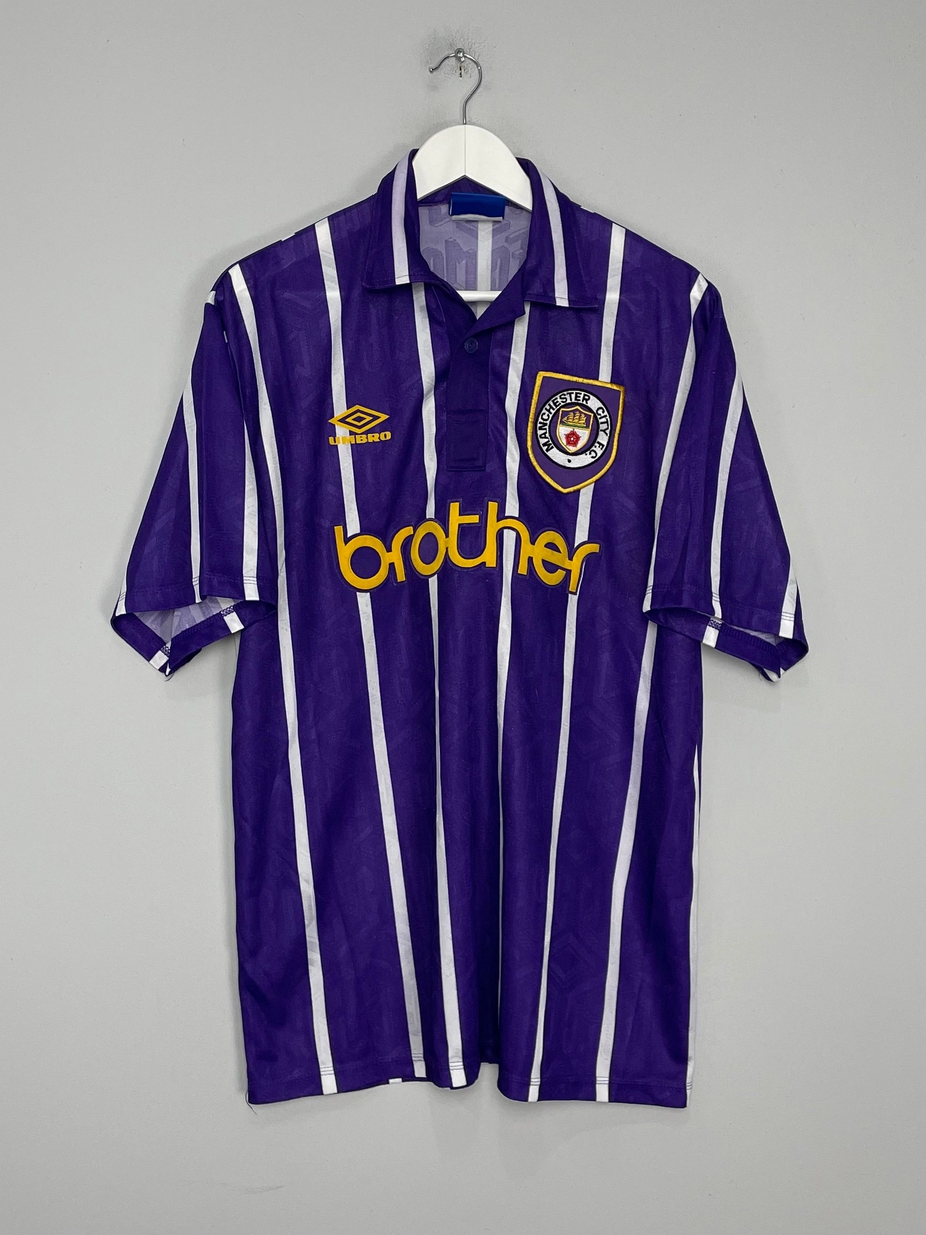 1992/94 MANCHESTER CITY AWAY SHIRT (XL) UMBRO Wicking Fiber Technology