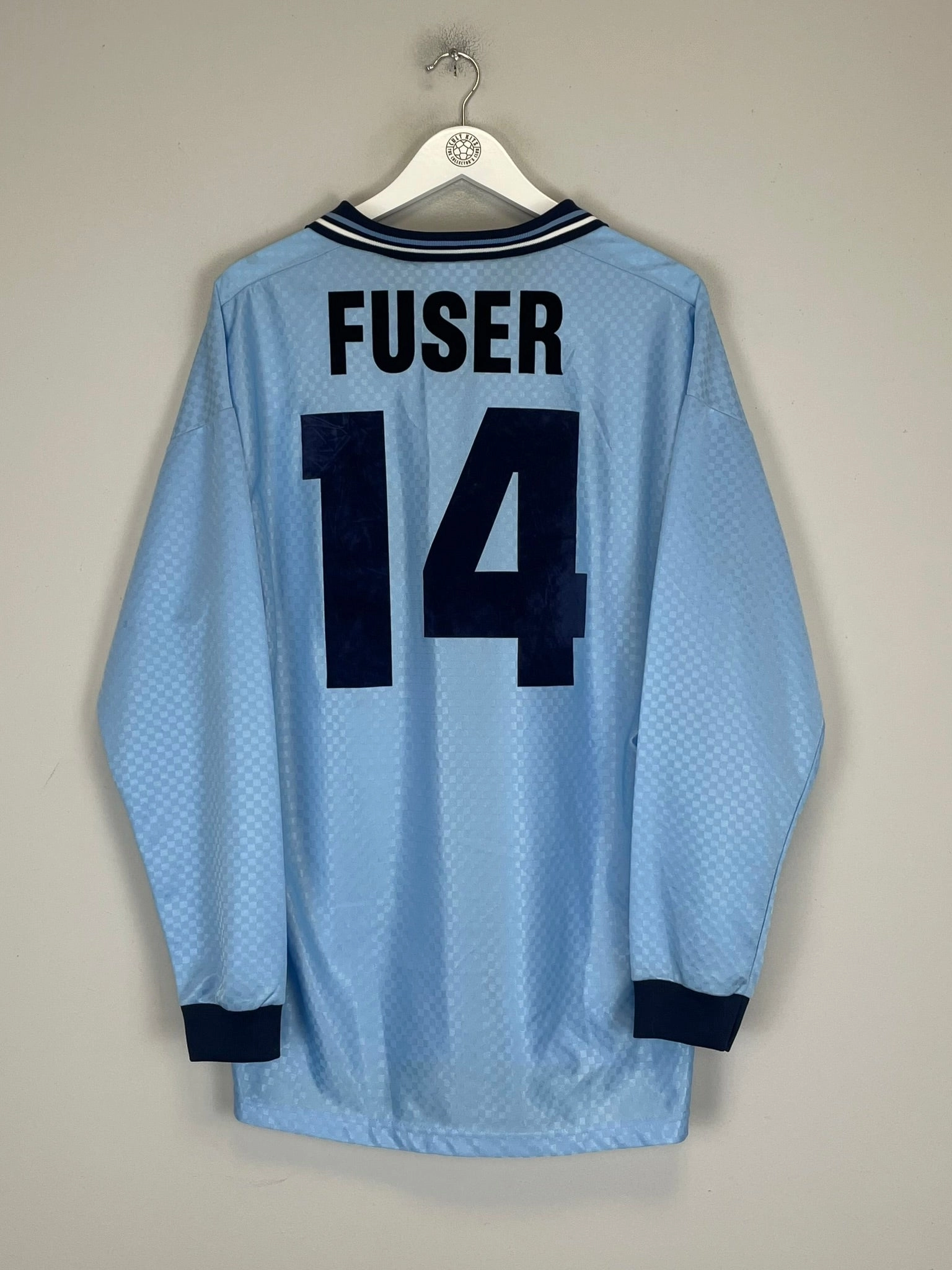 Reflective Trim Detail Rolling Storage Pocket 1995/96 LAZIO FUSER #14 *MATCH ISSUE* L/S HOME SHIRT (L) UMBRO