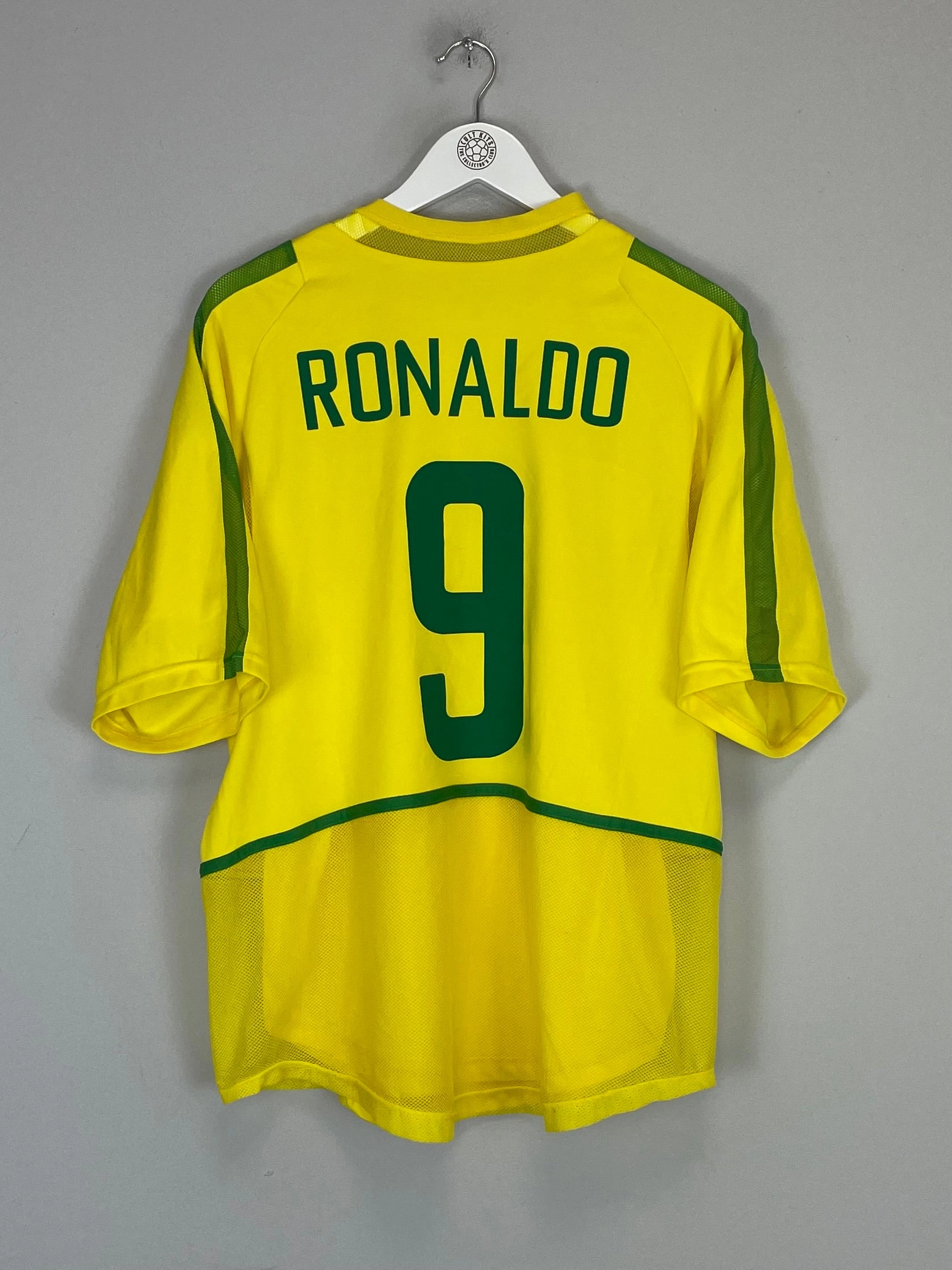 Everyday Flex Dynamic Tension Banding 2002/04 BRAZIL RONALDO #9 *PLAYER ISSUE* HOME SHIRT (XL) NIKE