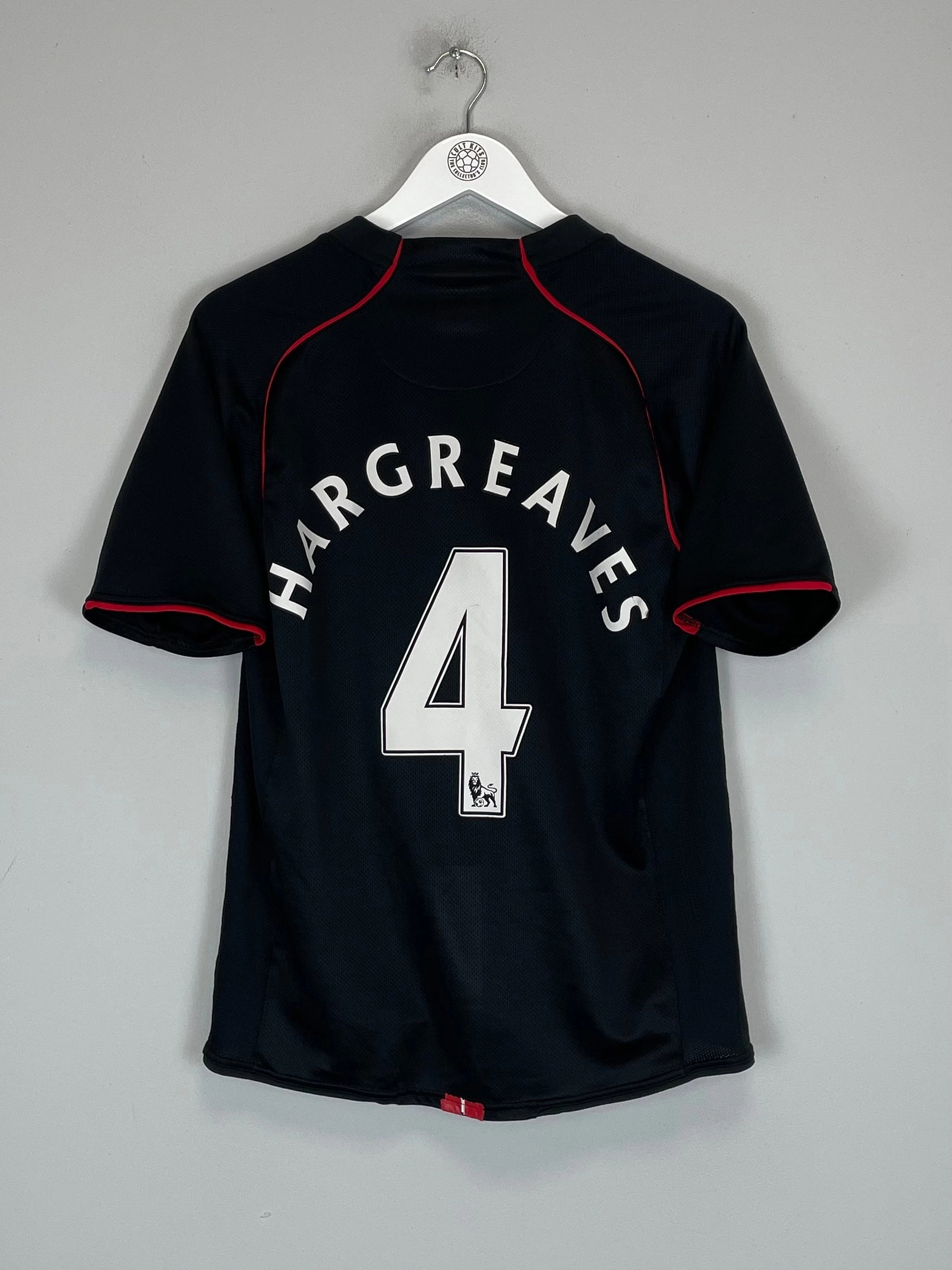 2007/08 MANCHESTER UNITED HARGREAVES #4 AWAY SHIRT (M) NIKE Odor Resistant Treatment Functional Fit