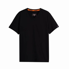 Team Spirit Black Men V neck T shirt Casual Wearable Quick Fit Wear