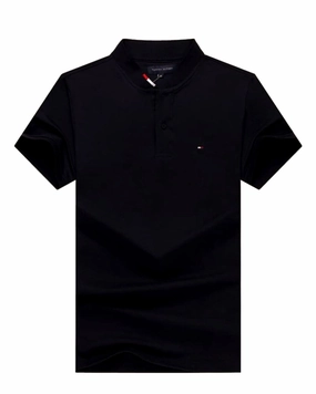 Tommy Hilfiger Black Band Collar Men T shirt Slim Waistband