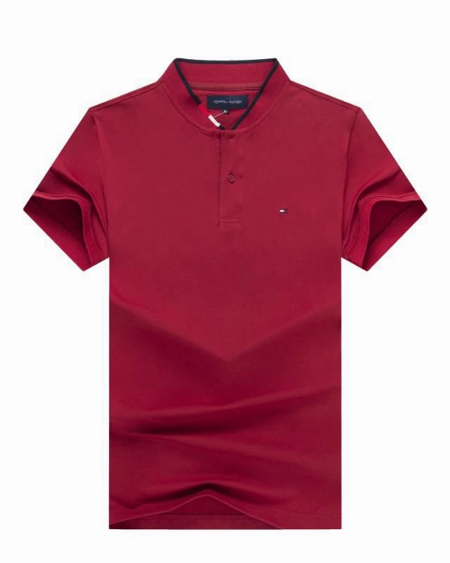 Thermal regulation Tommy Hilfiger Maroon Band Collar Men T shirt