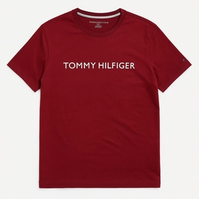 Sleeveless Beaded details Tommy Hilfiger Maroon Round Neck T shirt