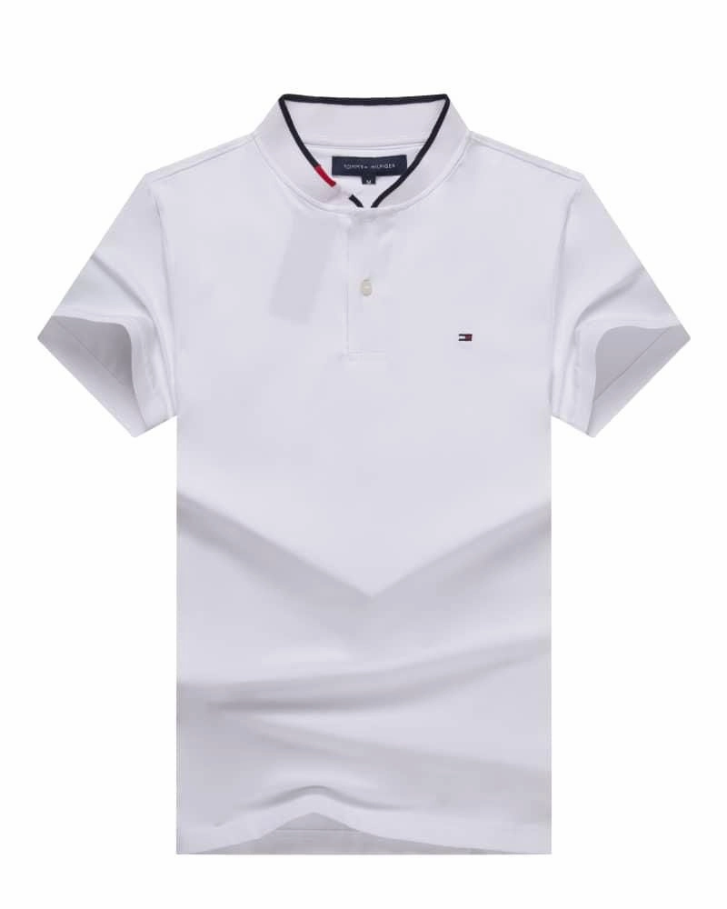 Cozy Wear Heathered Texture Tommy Hilfiger White Band Collar Men T shirt