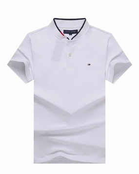 Tommy Hilfiger White Band Collar Men T shirt Reinforced Shoulder Comfortable Stretch