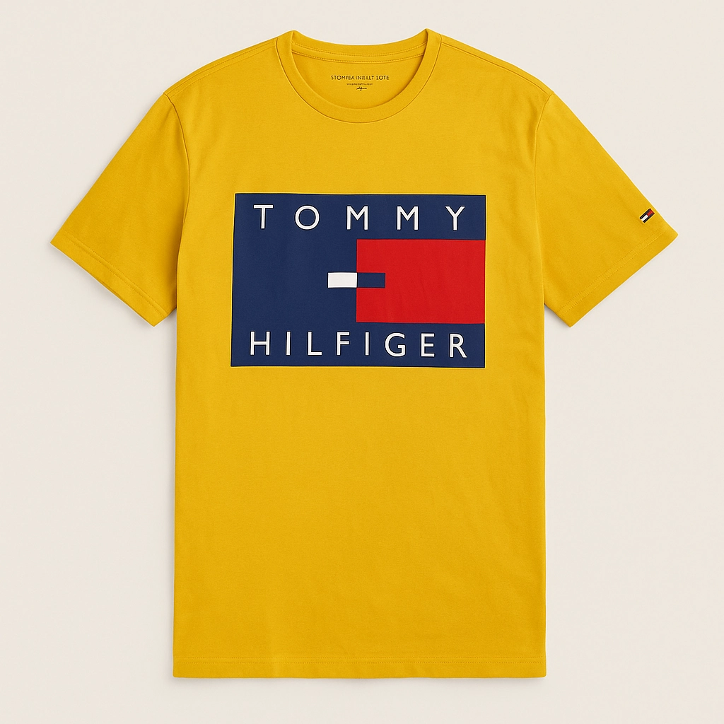 Tommy Hilfiger Yellow T shirt Unisex Core Laser Cut Edges