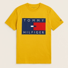 Tommy Hilfiger Yellow T shirt Unisex Core Laser Cut Edges