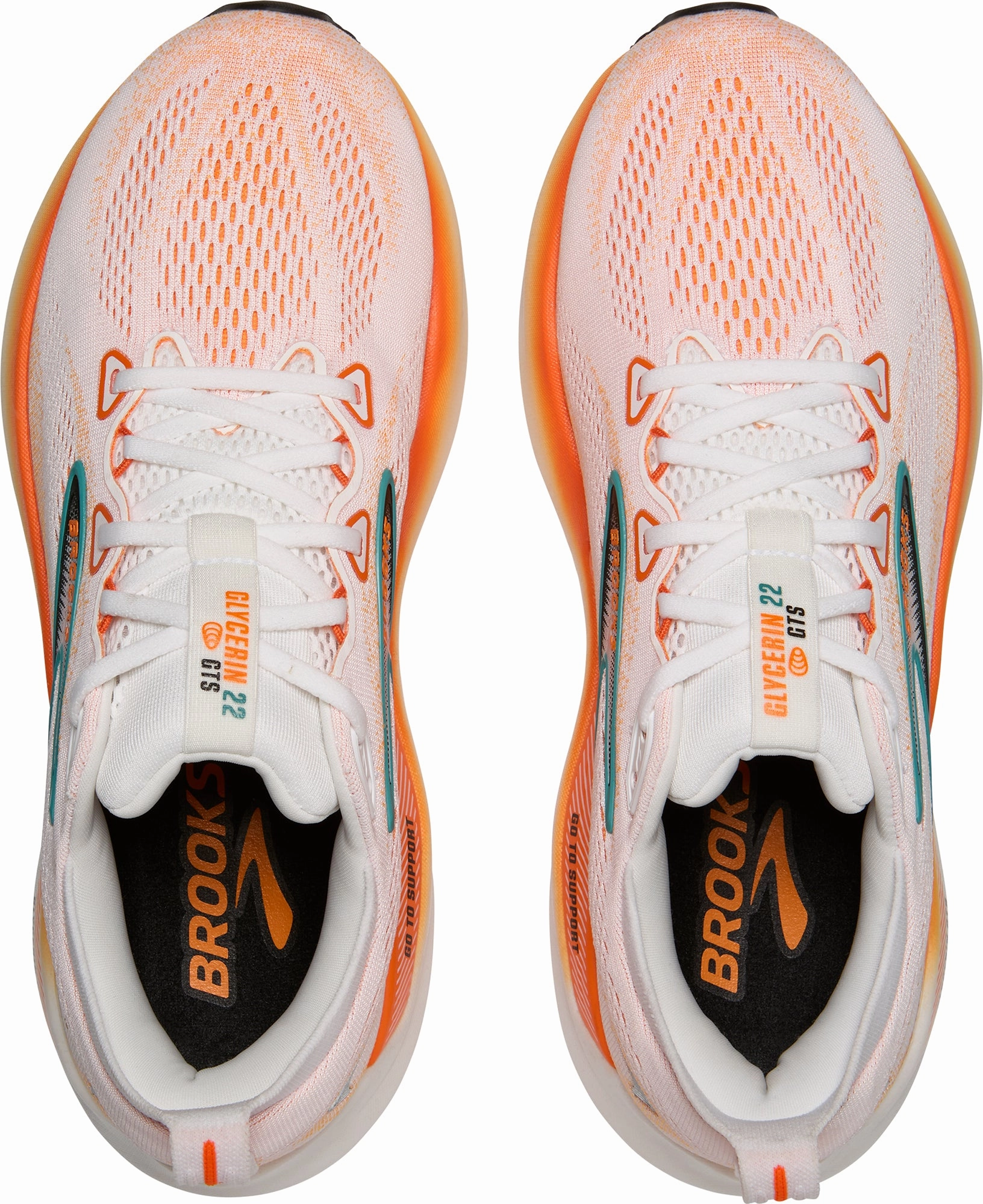 Brooks Glycerin GTS 22 Mens Running Shoes - Orange Dynamic Heel Counter Perforated Toe Box