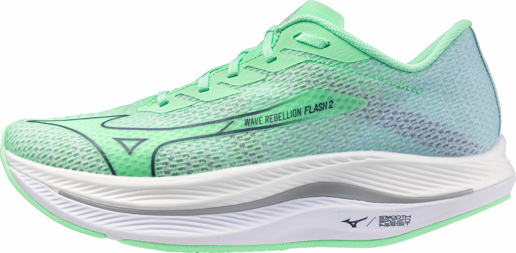 Cushioned Base Lace Up Closure System Mizuno Wave Rebellion Flash 2 Mens Running Shoes - Green